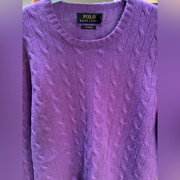 Ralph Lauren Other - Polo Ralph Lauren The Iconic Cable Knit 100% Cashmere Sweater Purple Men’s M